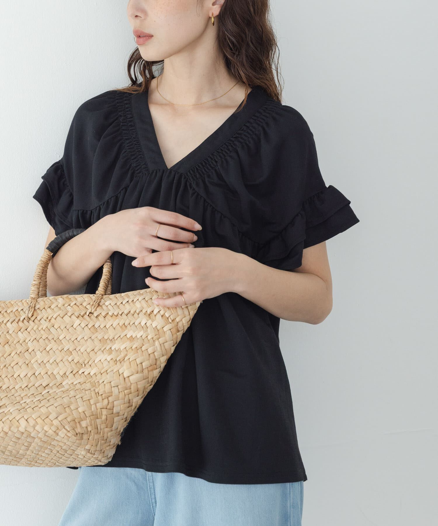 Sonny Label 「シャーリングフリルスリーブプルオーバー」|Tシャツ・カットソー|