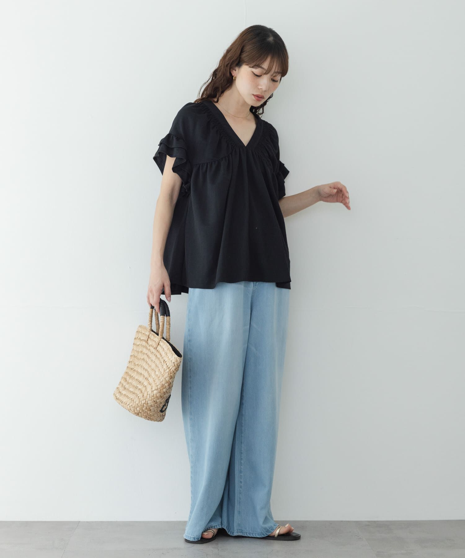 Sonny Label 「シャーリングフリルスリーブプルオーバー」|Tシャツ・カットソー|