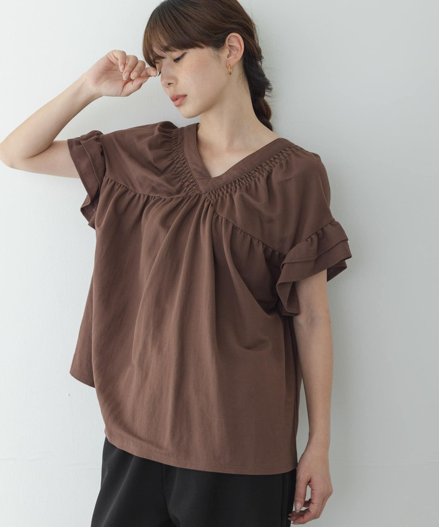 Sonny Label 「シャーリングフリルスリーブプルオーバー」|Tシャツ・カットソー|