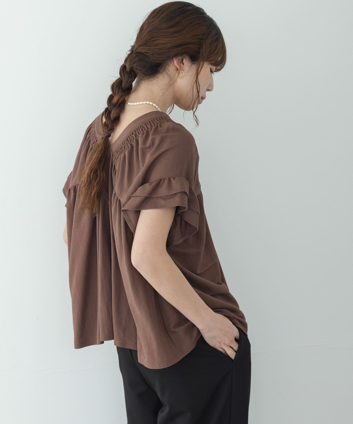 Sonny Label 「シャーリングフリルスリーブプルオーバー」|Tシャツ・カットソー|