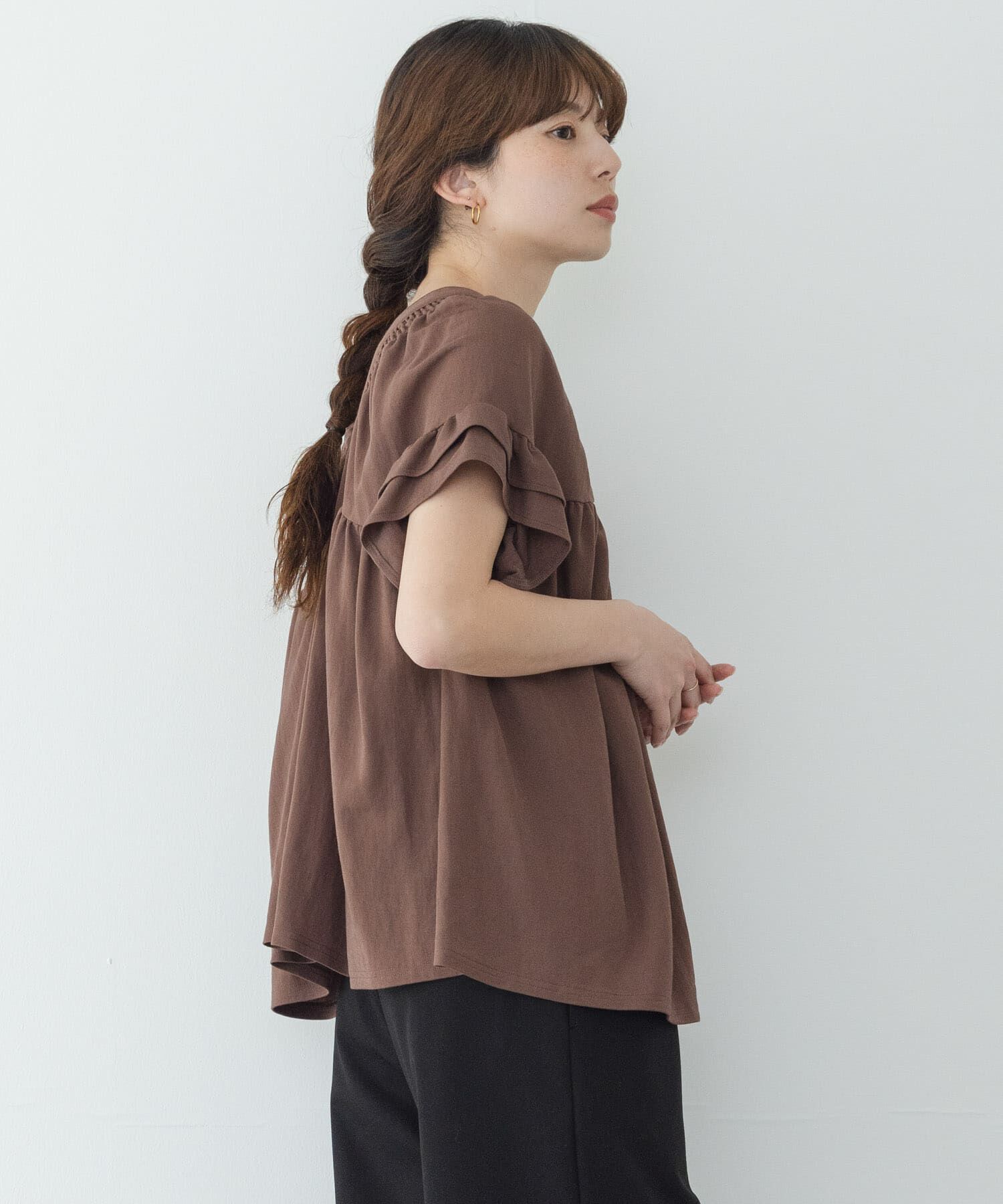 Sonny Label 「シャーリングフリルスリーブプルオーバー」|Tシャツ・カットソー|