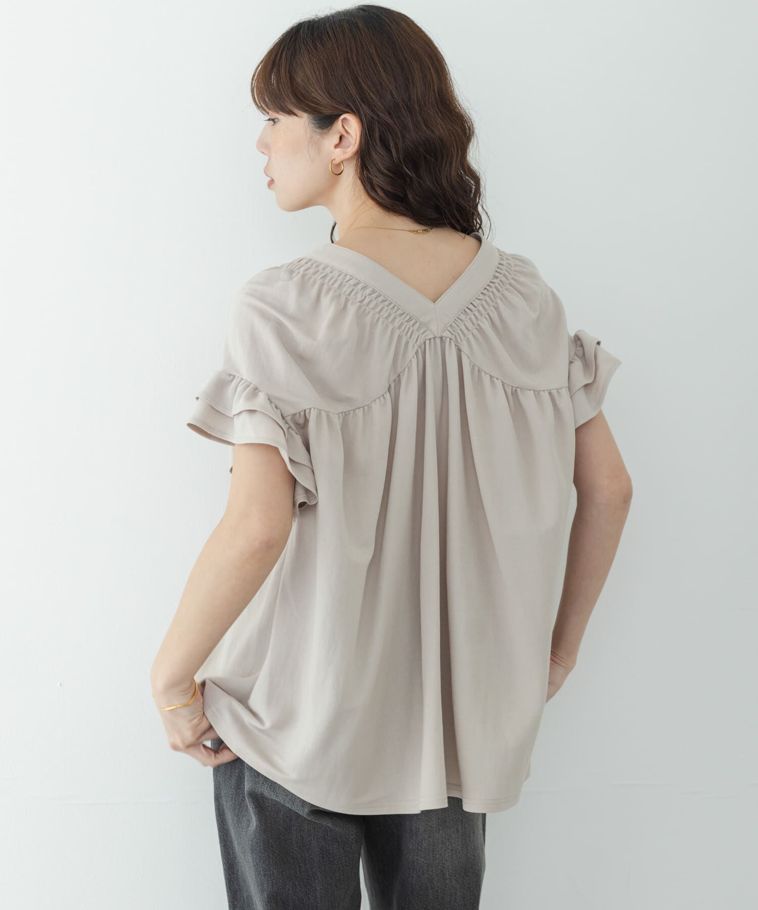 Sonny Label 「シャーリングフリルスリーブプルオーバー」|Tシャツ・カットソー|