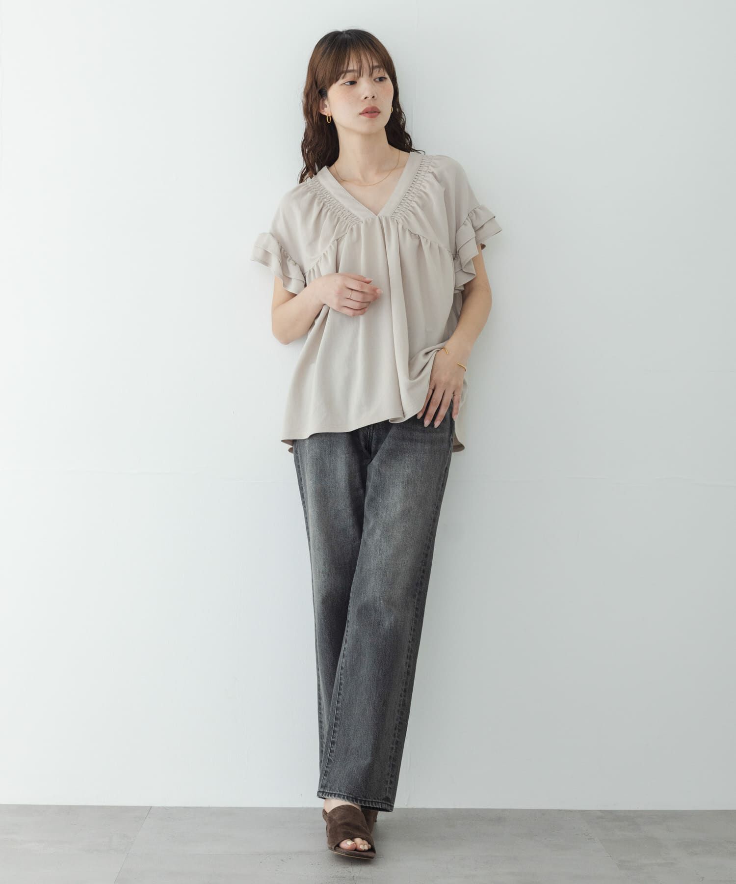 Sonny Label 「シャーリングフリルスリーブプルオーバー」|Tシャツ・カットソー|