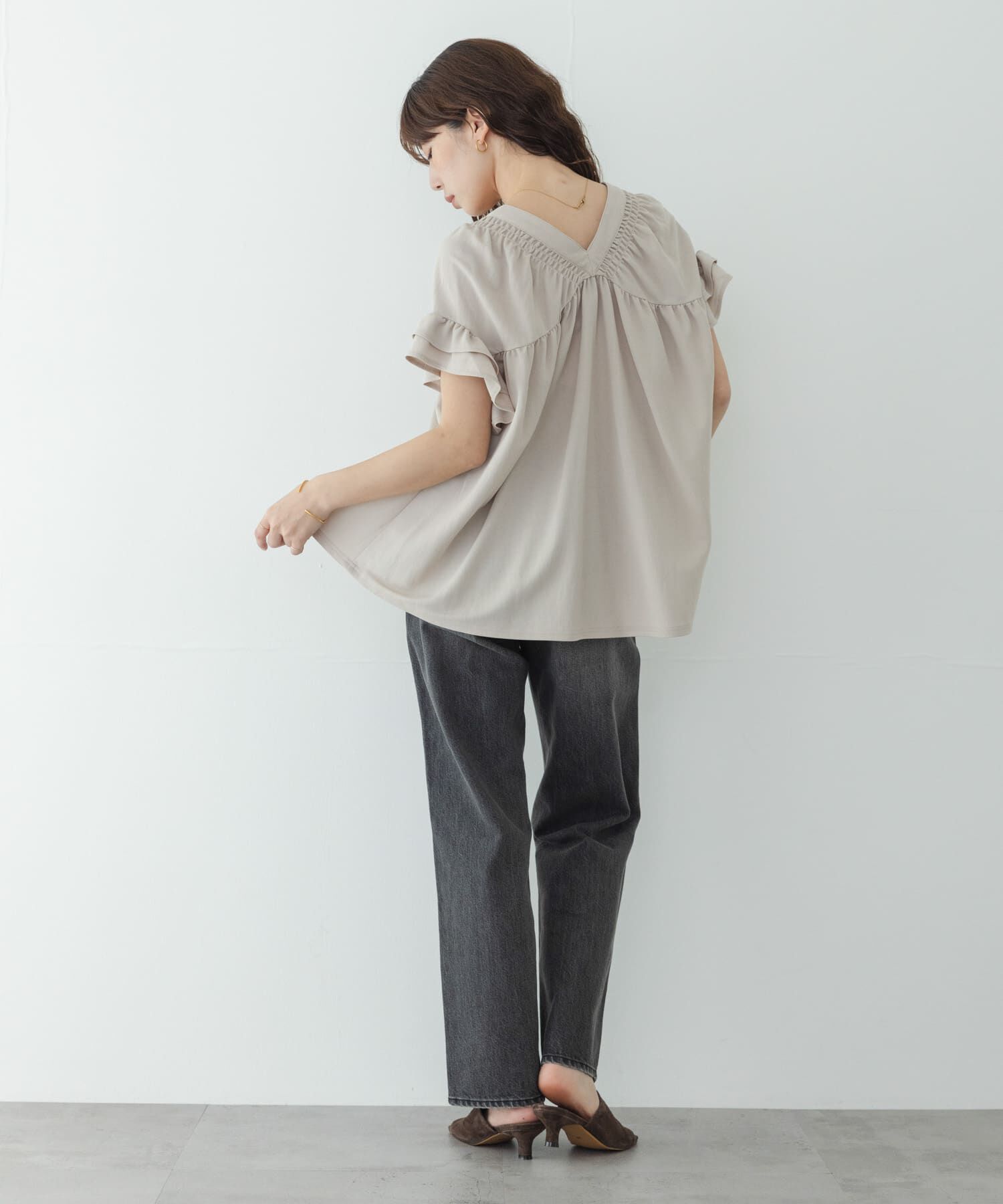 Sonny Label 「シャーリングフリルスリーブプルオーバー」|Tシャツ・カットソー|