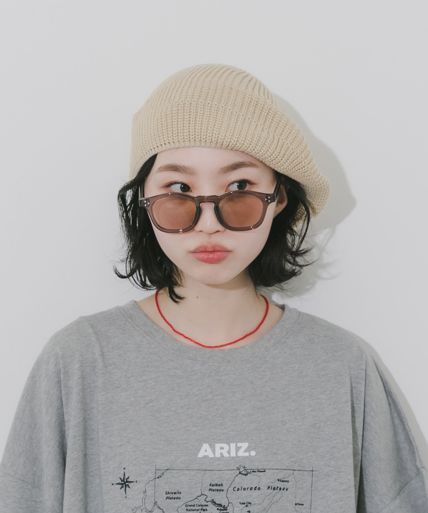 SMELLY「クリアフレームカラーサングラス」|メガネ|ブラウン