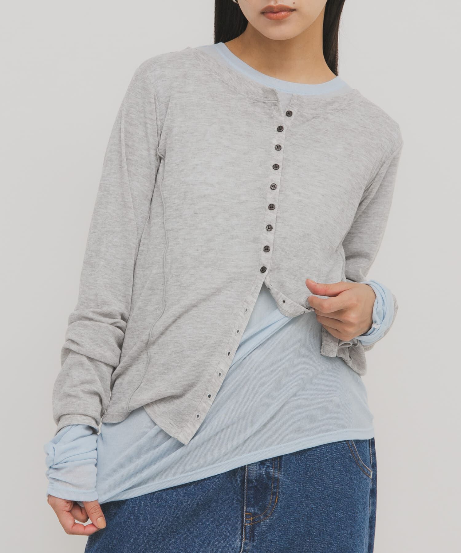  「バイカラーレイヤードカットソー」|Tシャツ・カットソー|