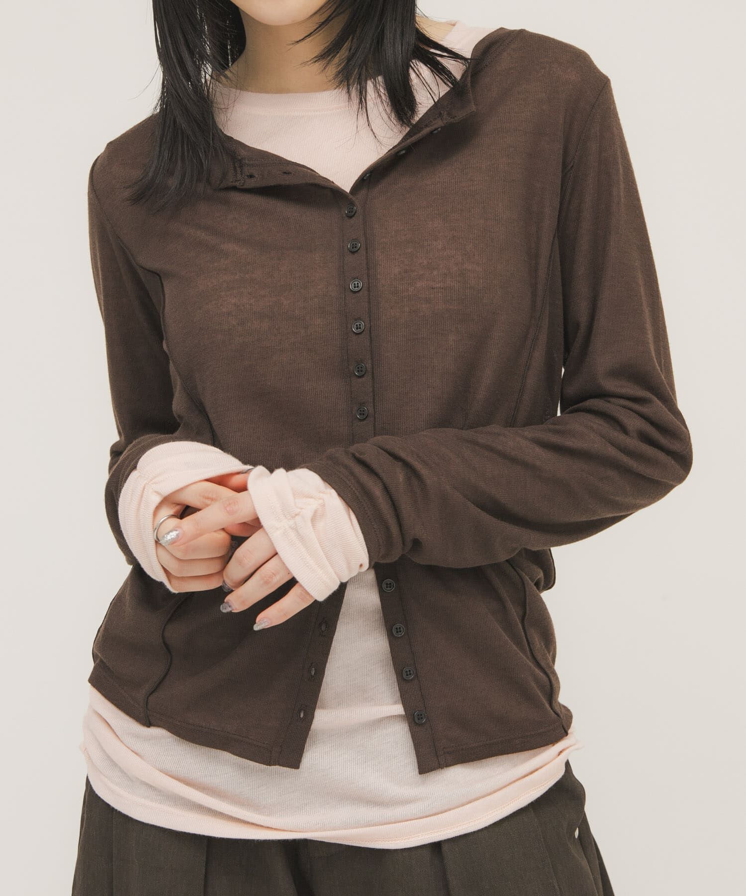  「バイカラーレイヤードカットソー」|Tシャツ・カットソー|