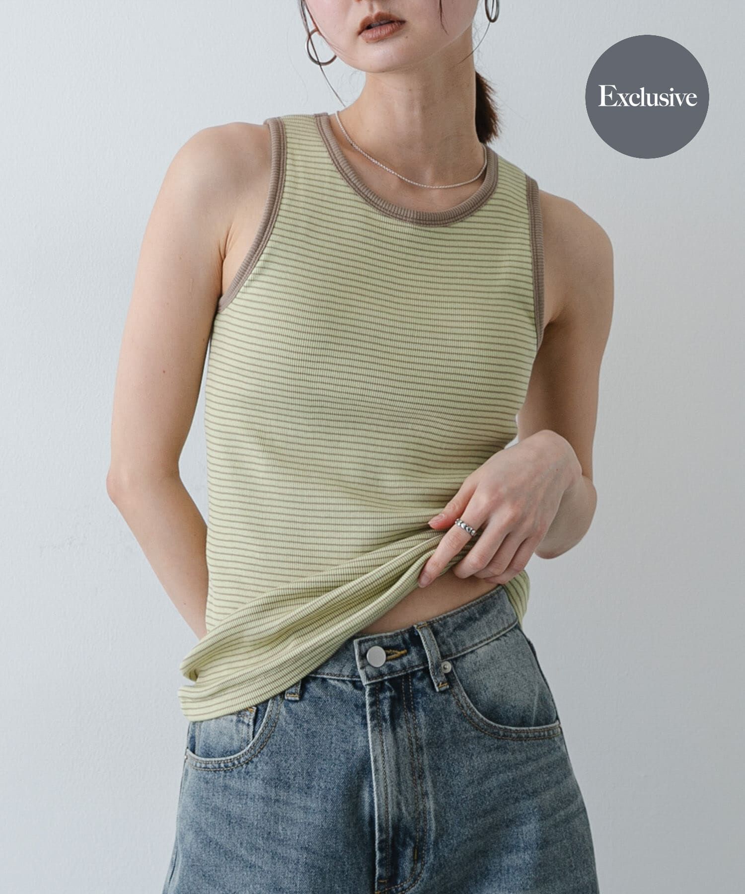 SENSE OF PLACE by URBAN RESEARCH「『別注』Healthknit&times;SENSE OF PLACE ボーダータンクトップ」|タンクトップ|イエロー系その他