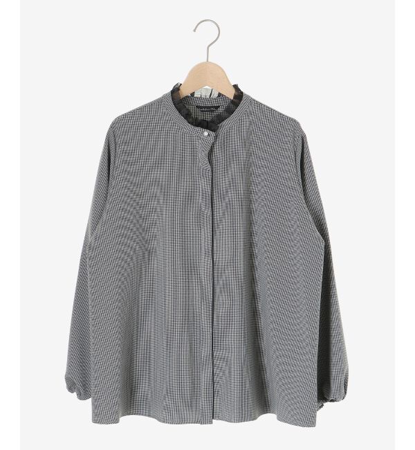 le.coeur blanc「チェック柄オーガンジーフリルネックブラウス」|シャツ・ブラウス|