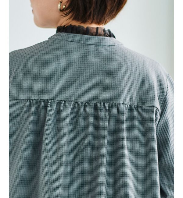 le.coeur blanc「チェック柄オーガンジーフリルネックブラウス」|シャツ・ブラウス|