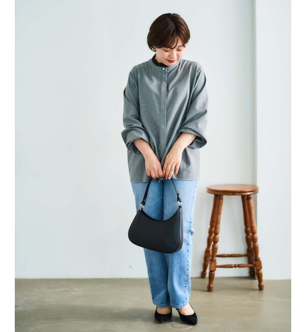 le.coeur blanc「チェック柄オーガンジーフリルネックブラウス」|シャツ・ブラウス|