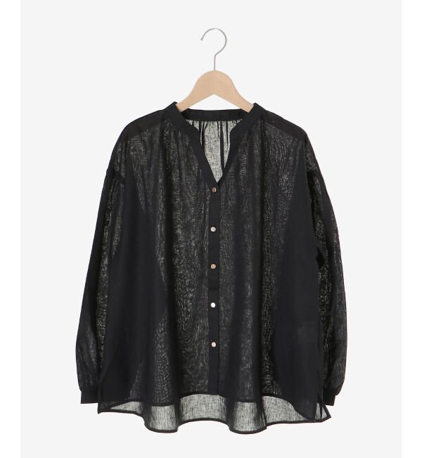  「麻コットンスタンドカラーブラウス」|シャツ・ブラウス|