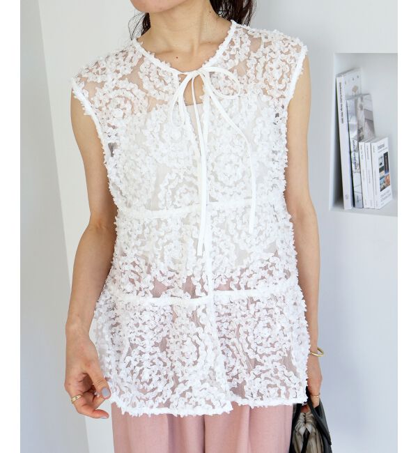  「TORRAZZO DONNA別注フラワーレースノースリ」|シャツ・ブラウス|