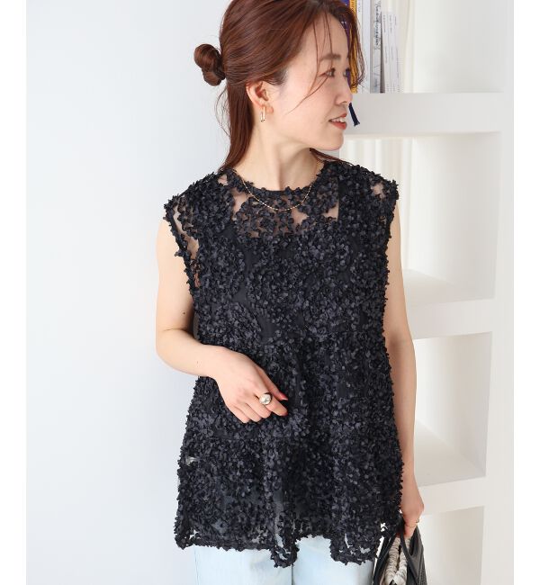  「TORRAZZO DONNA別注フラワーレースノースリ」|シャツ・ブラウス|