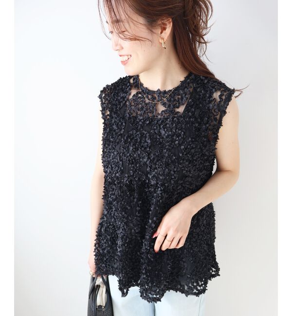  「TORRAZZO DONNA別注フラワーレースノースリ」|シャツ・ブラウス|