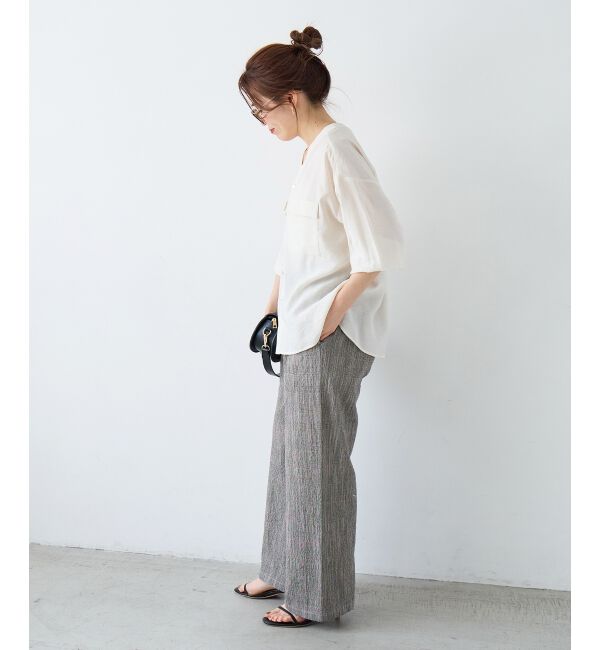  「ヴィンテージライクノーカラーブラウス」|シャツ・ブラウス|