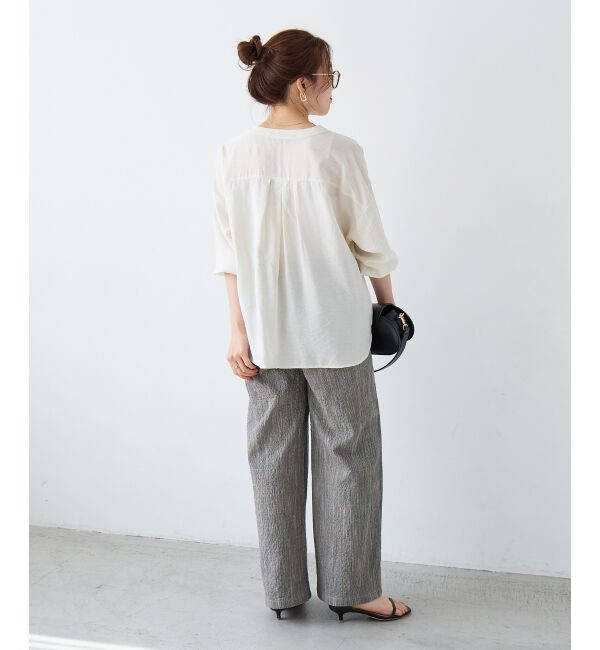  「ヴィンテージライクノーカラーブラウス」|シャツ・ブラウス|