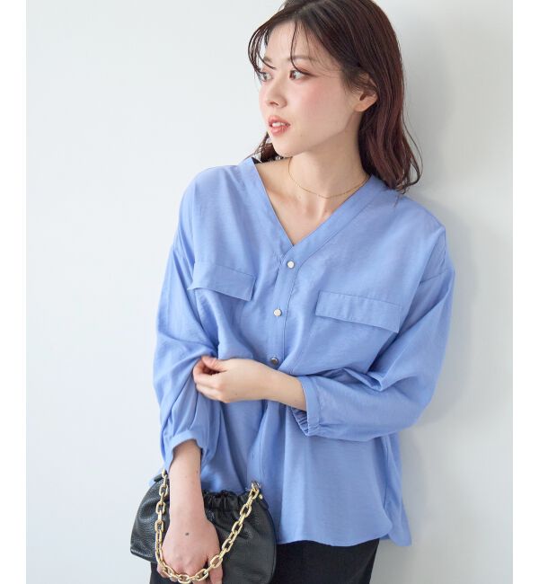  「ヴィンテージライクノーカラーブラウス」|シャツ・ブラウス|