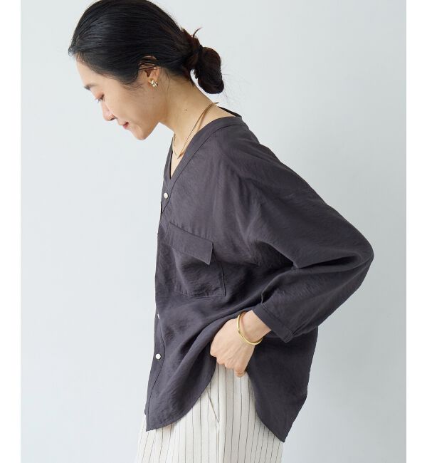  「ヴィンテージライクノーカラーブラウス」|シャツ・ブラウス|