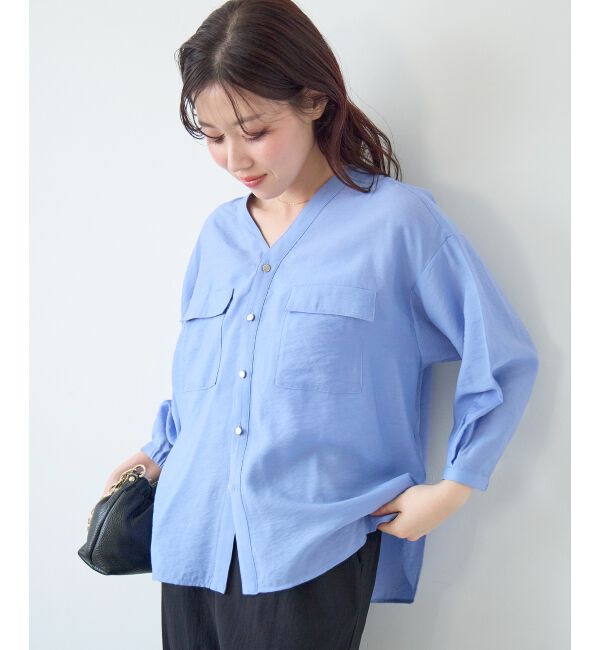  「ヴィンテージライクノーカラーブラウス」|シャツ・ブラウス|
