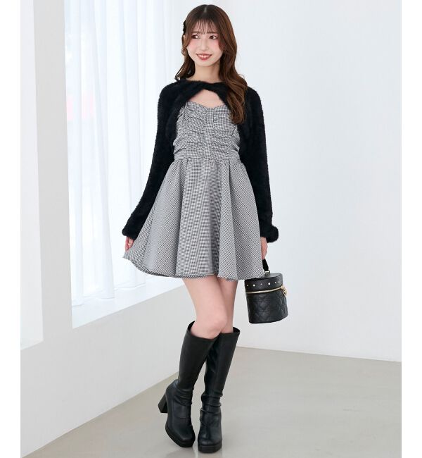  「ふわふわニット&times;ミニワンピセット」|ワンピース|