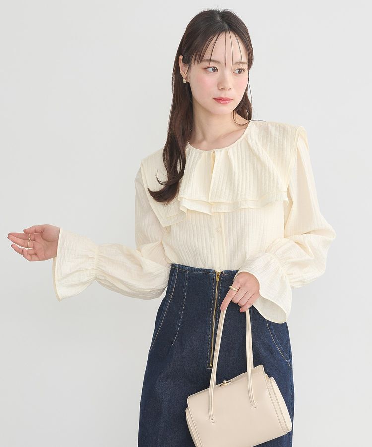 earth music&ecology「2WAYスクエアラッフルカラーブラウス」|シャツ・ブラウス|