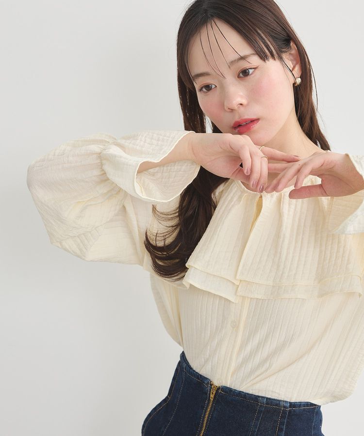 earth music&ecology「2WAYスクエアラッフルカラーブラウス」|シャツ・ブラウス|