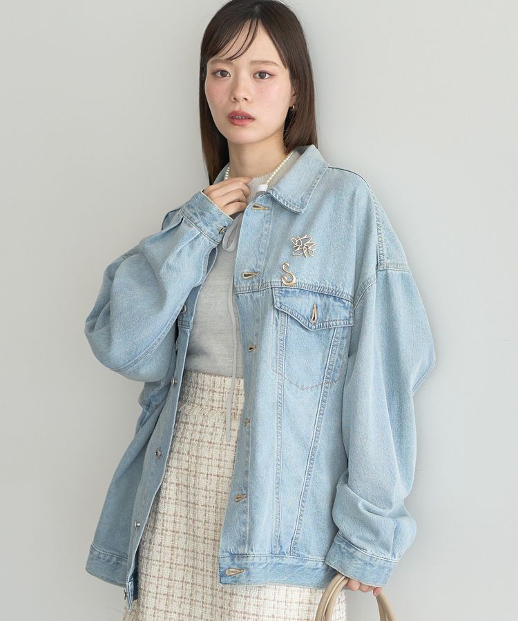 earth music&ecology「ビッグデニムジャケット」|テーラードジャケット|Light indigo