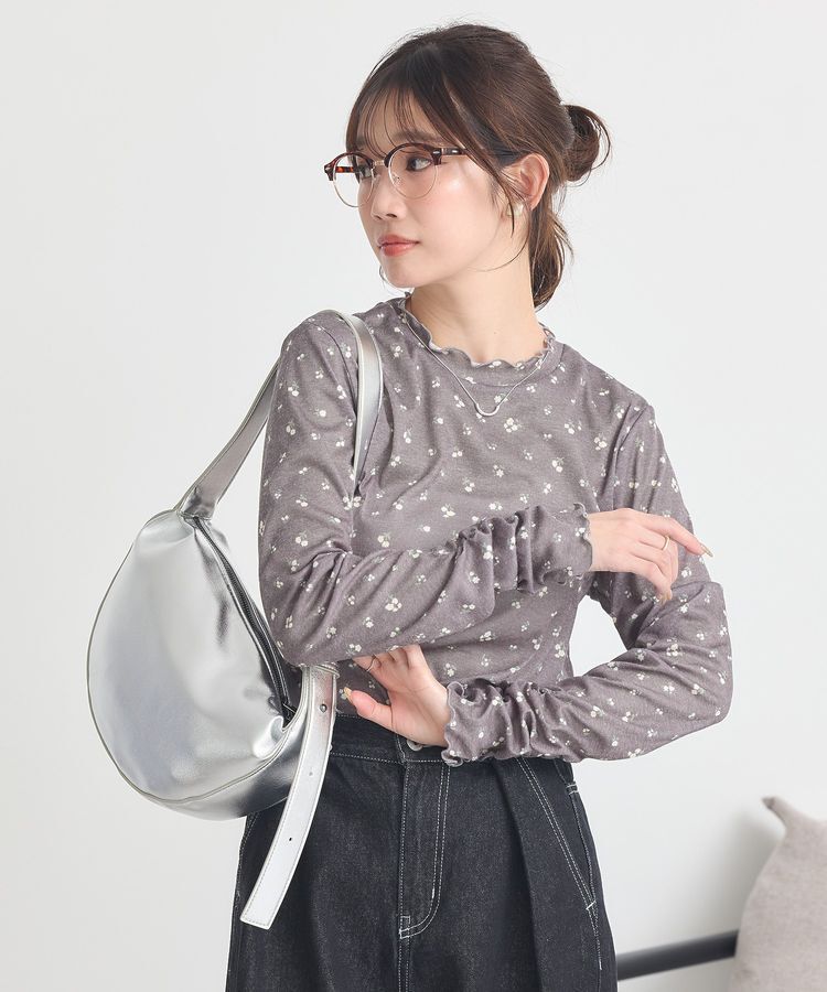 earth music&ecology「ハイネックフラワーメロープルオーバー」|Tシャツ・カットソー|