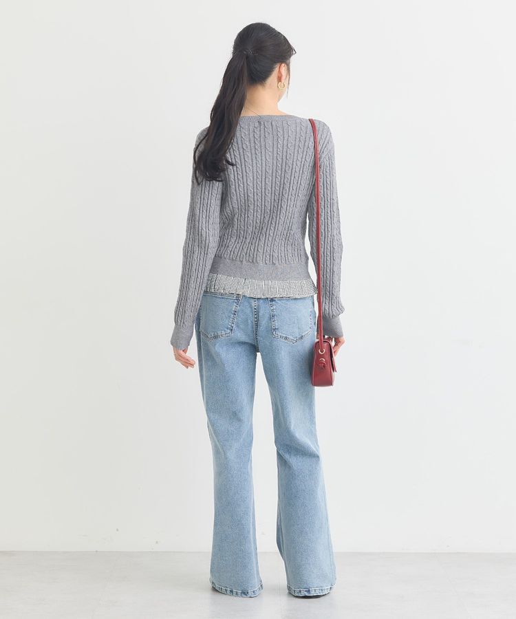 earth music&ecology「プリーツレイヤーケーブルニットカーディガン」|カーディガン|