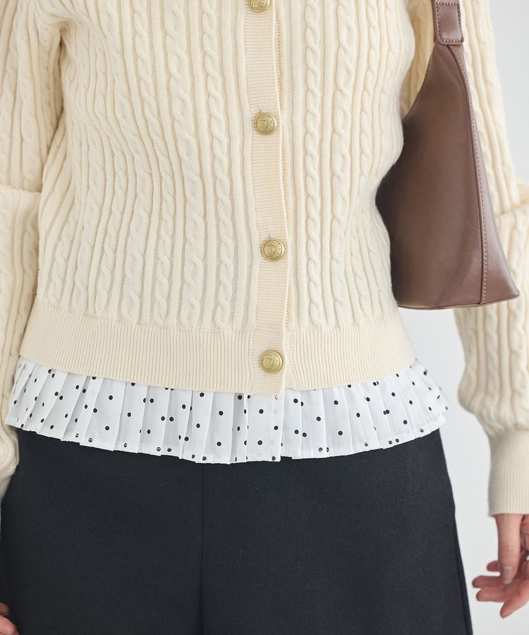 earth music&ecology「プリーツレイヤーケーブルニットカーディガン」|カーディガン|