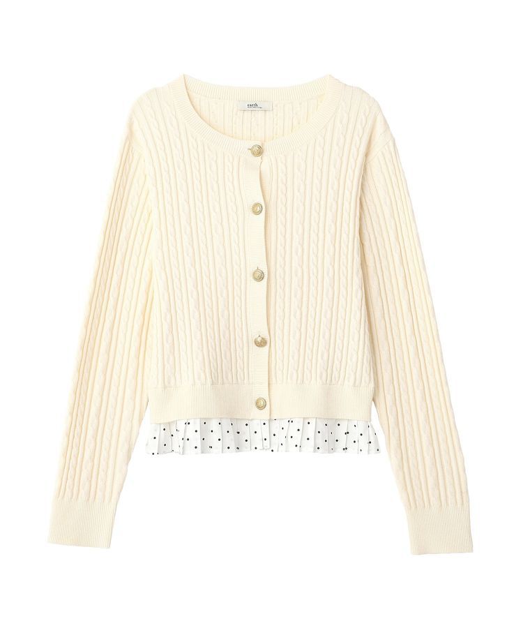 earth music&ecology「プリーツレイヤーケーブルニットカーディガン」|カーディガン|