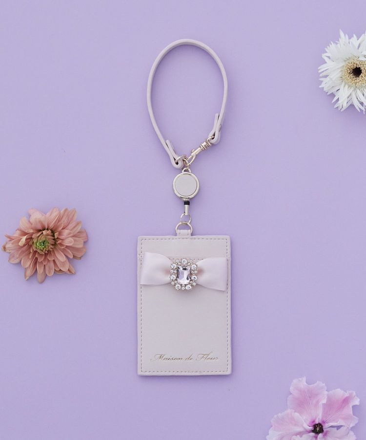 Maison de FLEUR「リール付きビジューリボンパスケース」|その他|ピンク