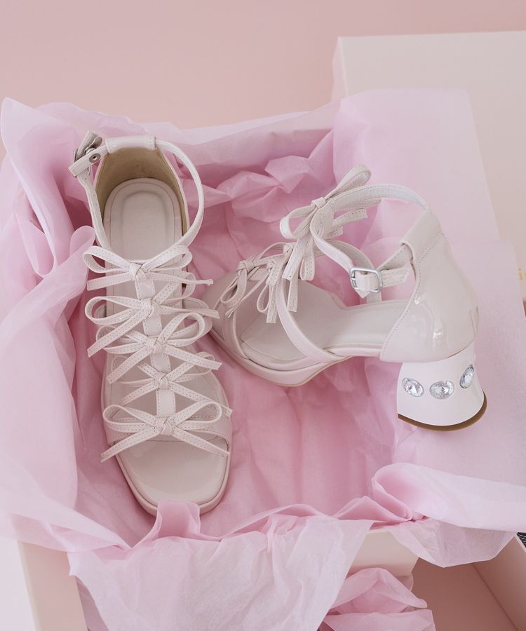 Maison de FLEUR「エナメルリボンサンダル」|サンダル|