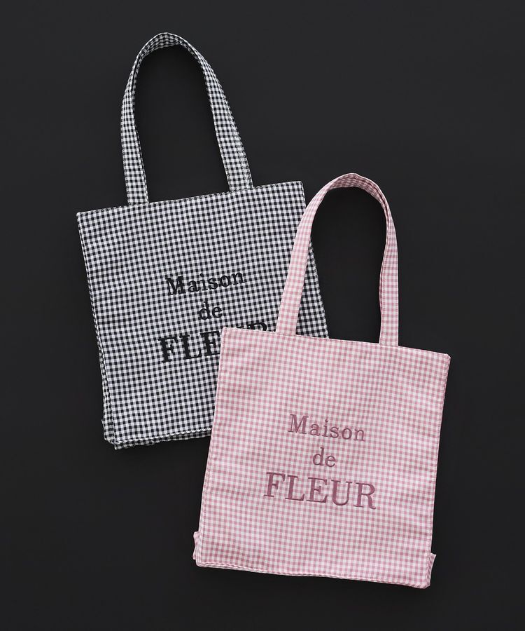 Maison de FLEUR「ブランドロゴ刺繍ギンガムスクエアトート」|トートバッグ|