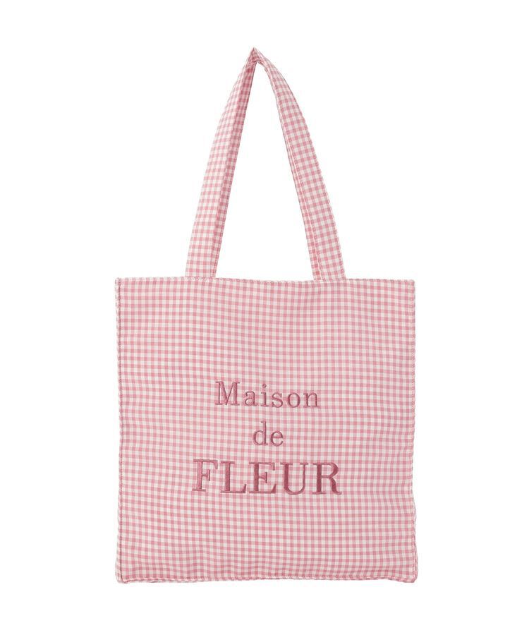 Maison de FLEUR「ブランドロゴ刺繍ギンガムスクエアトート」|トートバッグ|