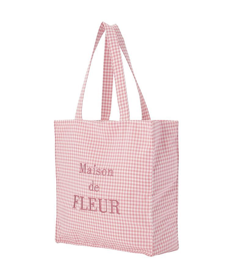Maison de FLEUR「ブランドロゴ刺繍ギンガムスクエアトート」|トートバッグ|