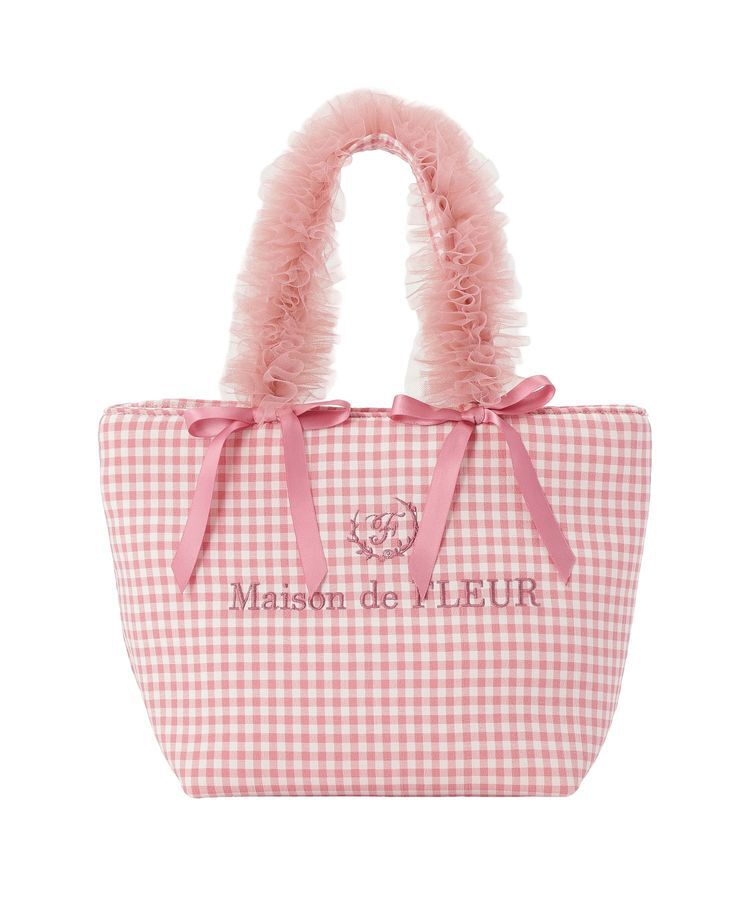 Maison de FLEUR「ギンガムブランドロゴフリルハンドルトート」|トートバッグ|