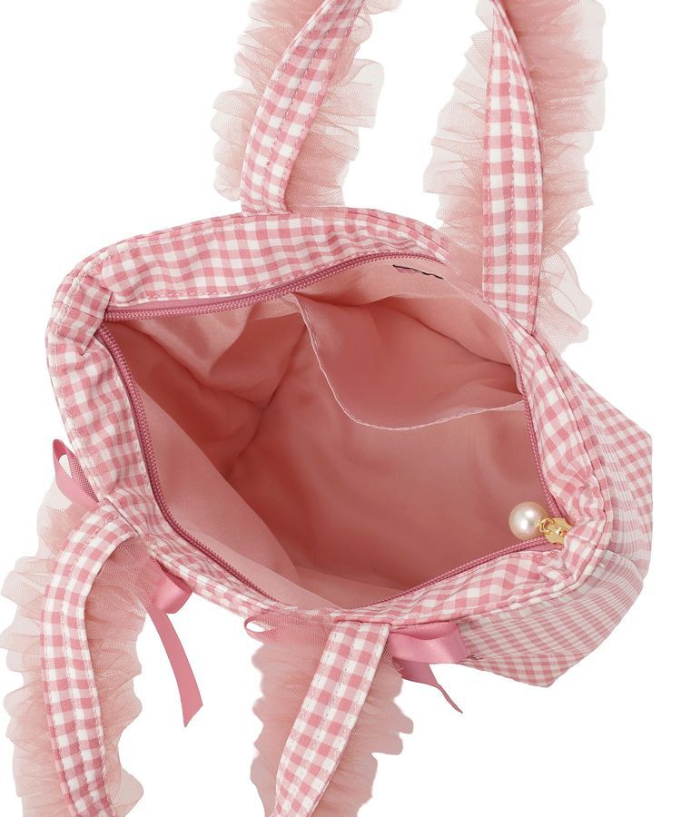 Maison de FLEUR「ギンガムブランドロゴフリルハンドルトート」|トートバッグ|