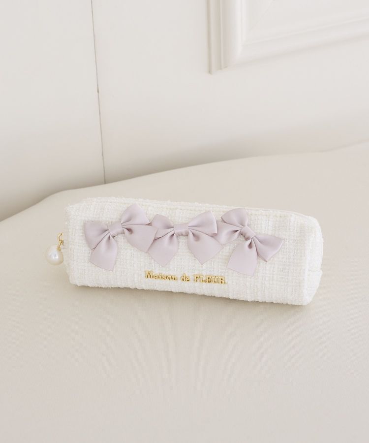 Maison de FLEUR「ツイードリボンロングポーチ」|ポーチ|アイボリー