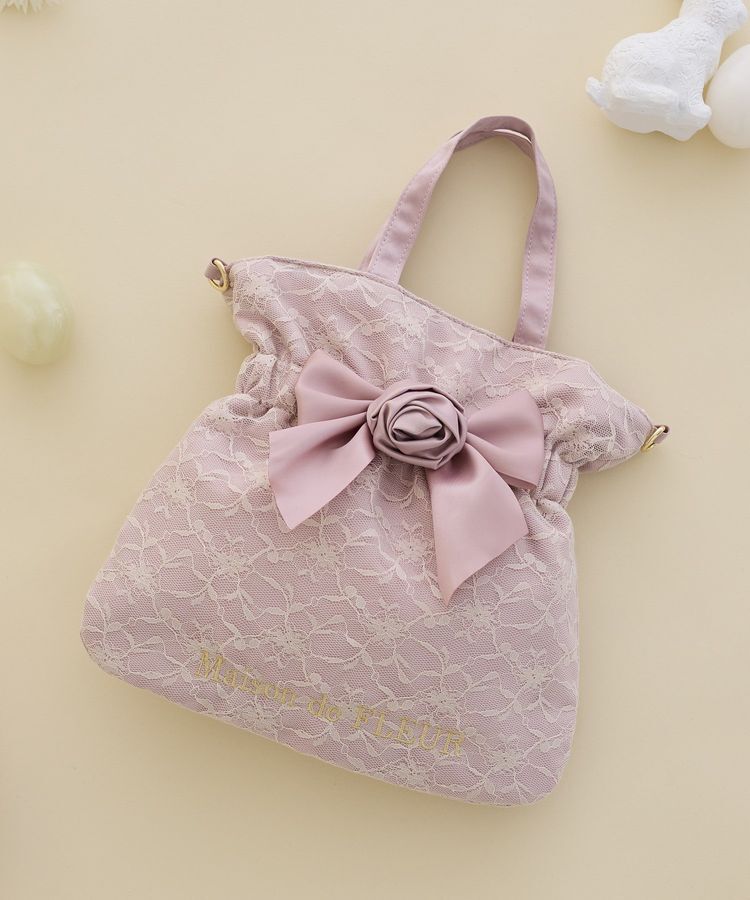 Maison de FLEUR「イースターローズリボン2Wayトートバッグ」|トートバッグ|ライトピンク
