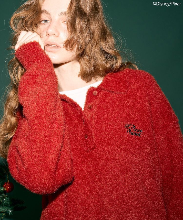 AMERICAN HOLIC「【PIZZA PLANET】衿付きニットプルオーバー」|ニット・セーター|Red
