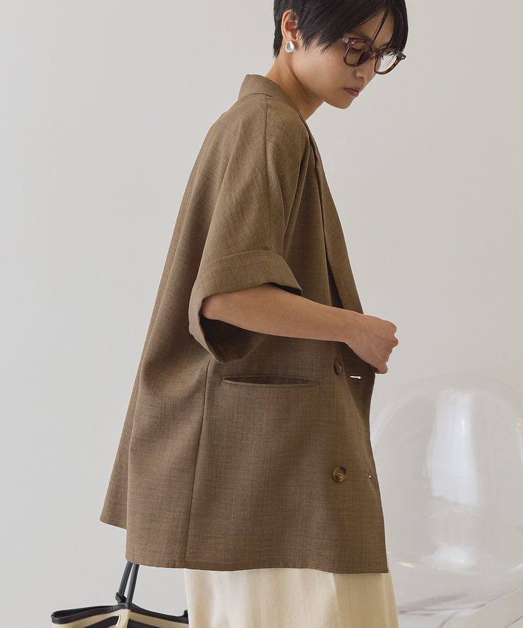 AMERICAN HOLIC「【接触冷感・イージーケア】リネンライク半袖ジャケット」|テーラードジャケット|