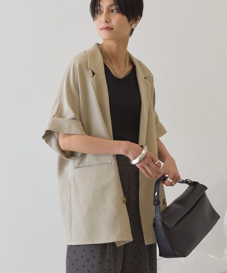 AMERICAN HOLIC「【接触冷感・イージーケア】リネンライク半袖ジャケット」|テーラードジャケット|