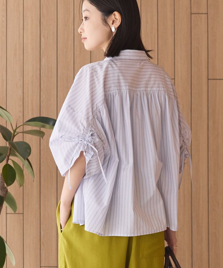 AMERICAN HOLIC「【WEB限定】【接触冷感・UVカット】ギャザーリボンスリーブ半袖シャツ」|シャツ・ブラウス|