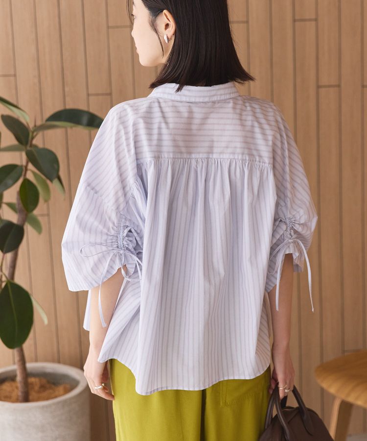 AMERICAN HOLIC「【WEB限定】【接触冷感・UVカット】ギャザーリボンスリーブ半袖シャツ」|シャツ・ブラウス|