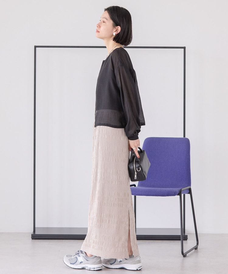 AMERICAN HOLIC「【WEB限定】ノーカラーシアーZIPブルゾン」|ブルゾン・スタジャン|