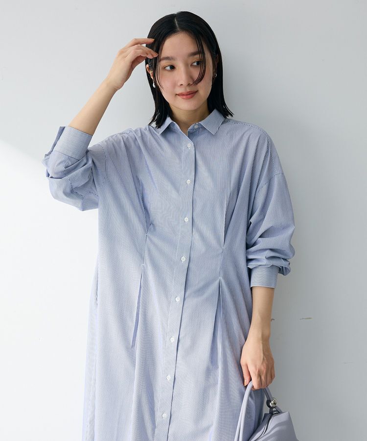 Green Parks「イージーケア抜け衿ウエストタックシャツワンピース」|ワンピース|