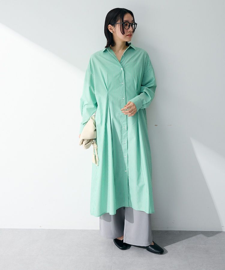 Green Parks「イージーケア抜け衿ウエストタックシャツワンピース」|ワンピース|