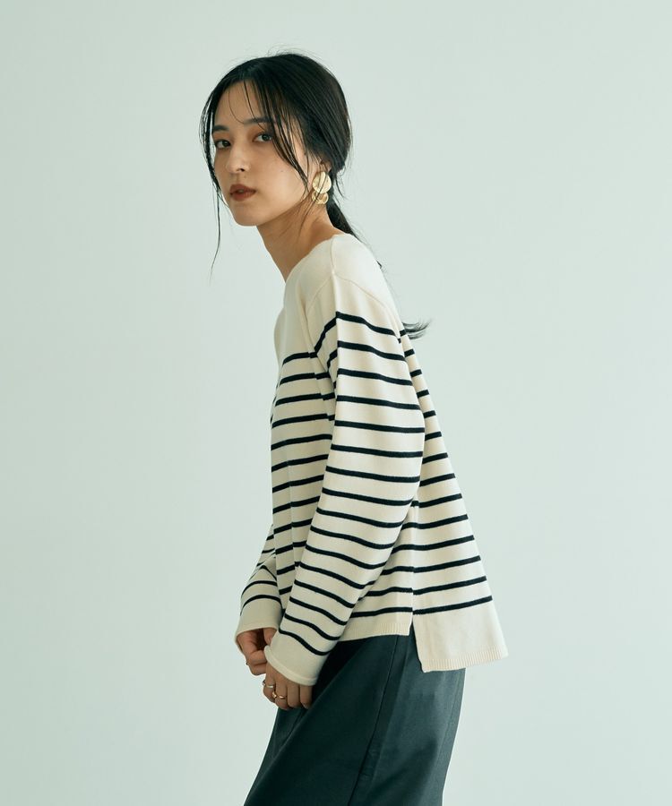 YECCA VECCA「ボーダーボートネックニット」|ニット・セーター|
